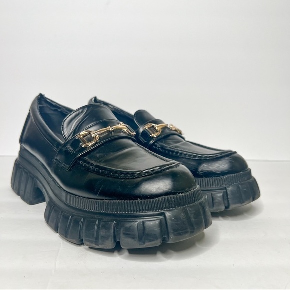 ASOS Shoes - ASOS Design Black Faux Leather Horsebit Chunky Platform Size 9 Women’s